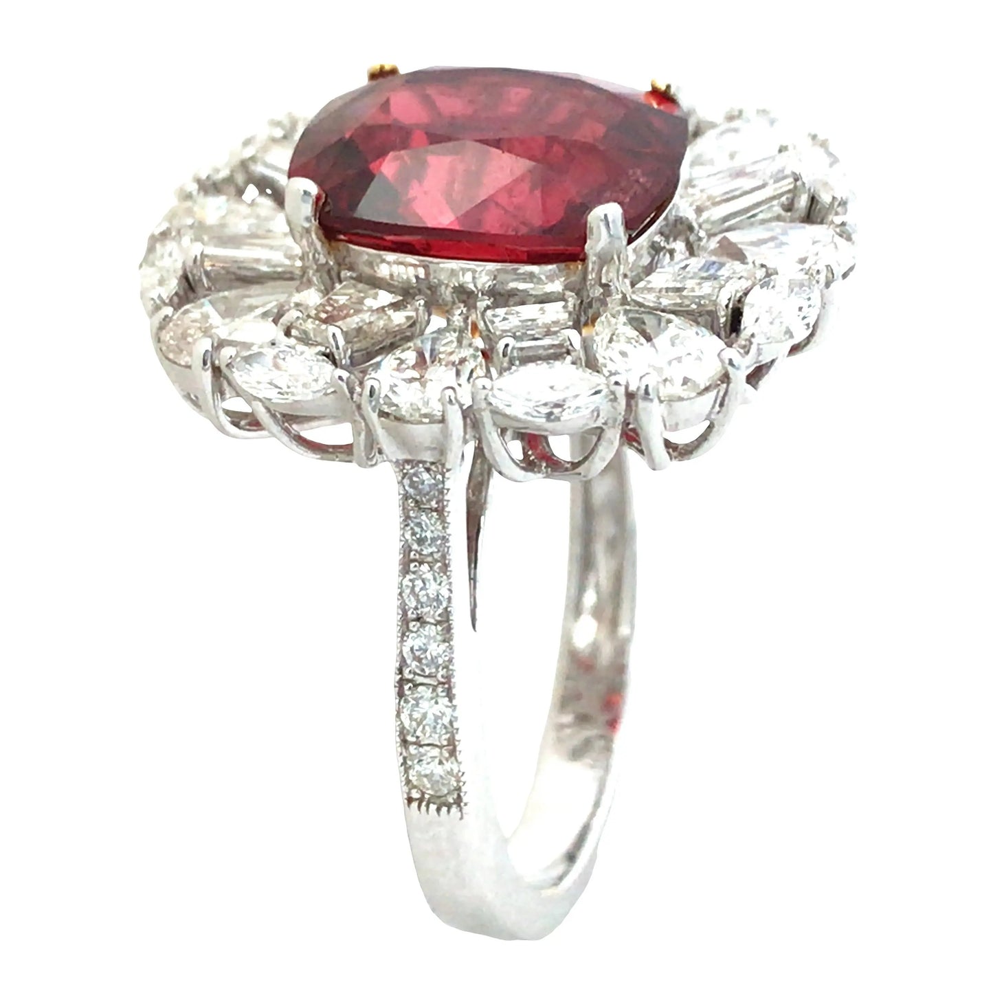 18K Gold Burma no-heat 5.1ct Spinel Diamond Ring, GIA Lueur Jewelry