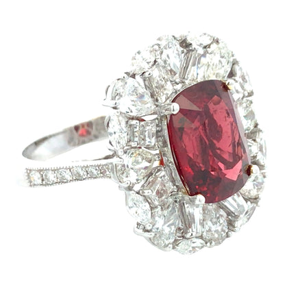 18K Gold Burma no-heat 5.1ct Spinel Diamond Ring, GIA Lueur Jewelry