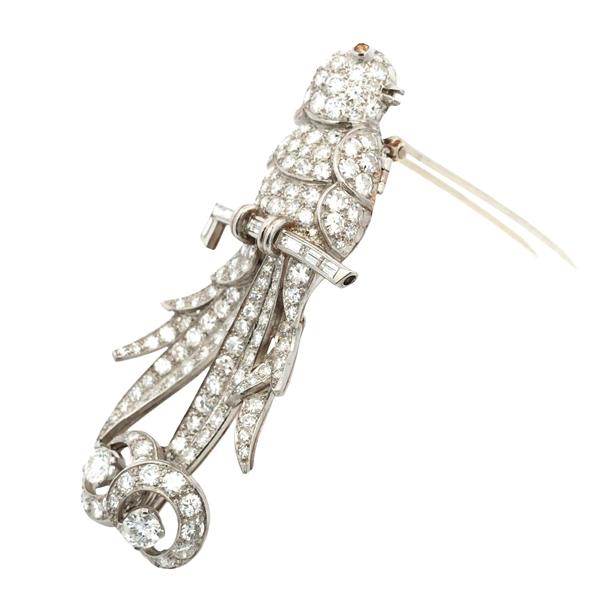 Pair of Diamond Bird Brooches Lueur Jewelry