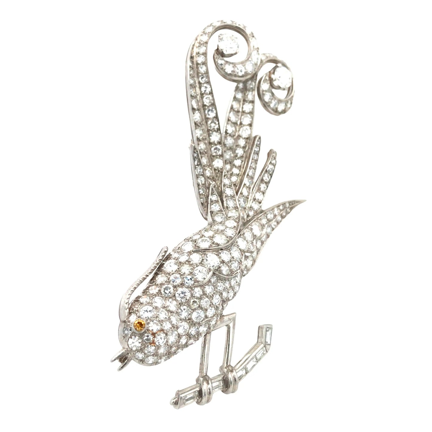 Pair of Diamond Bird Brooches Lueur Jewelry