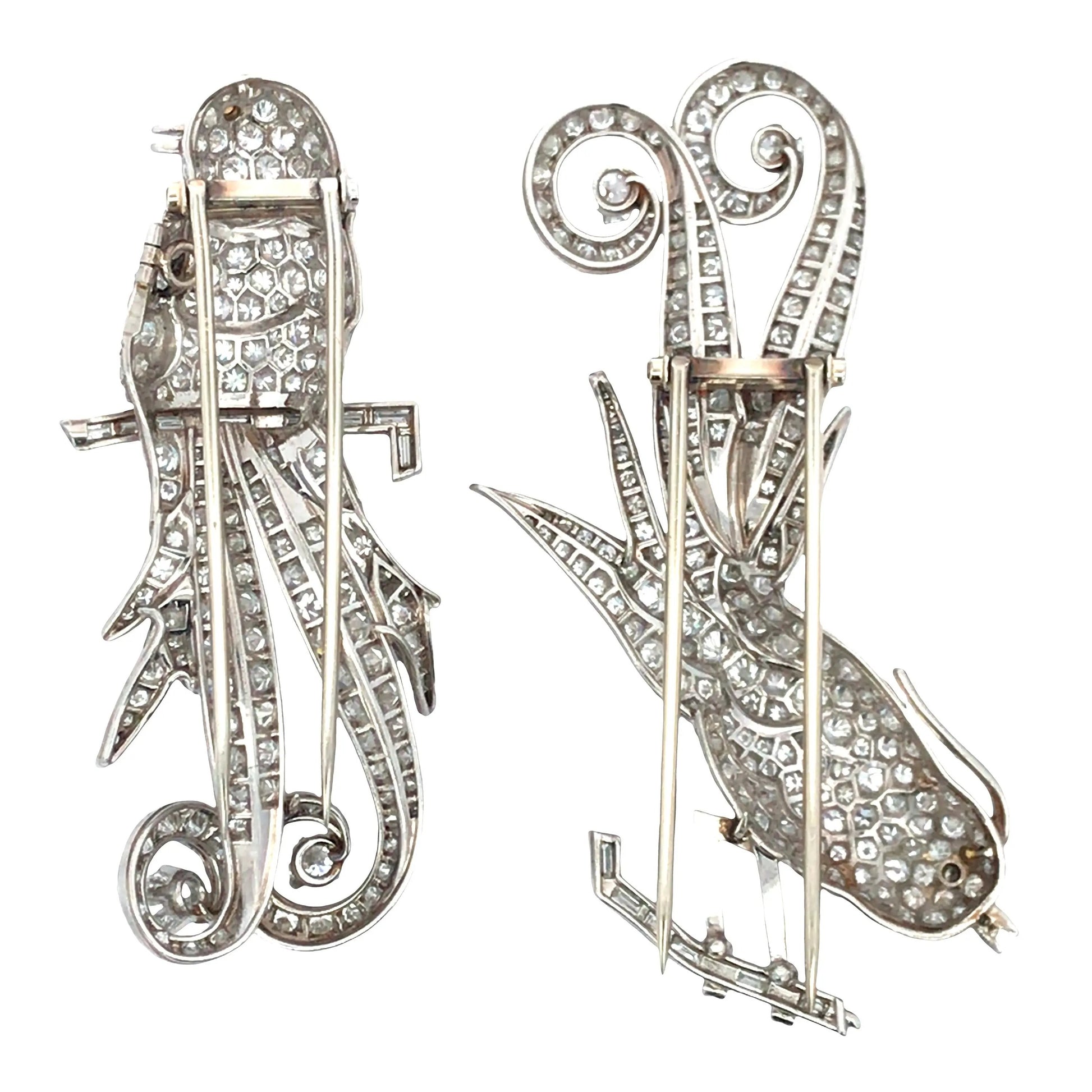 Pair of Diamond Bird Brooches Lueur Jewelry