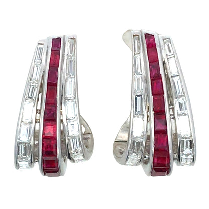 Oscar Heyman, Ruby Diamond Earrings Oscar Heyman