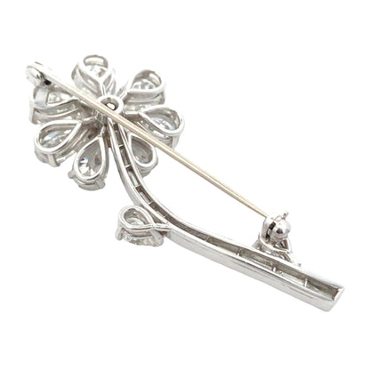 Platinum Diamond Flower Brooch Lueur Jewelry