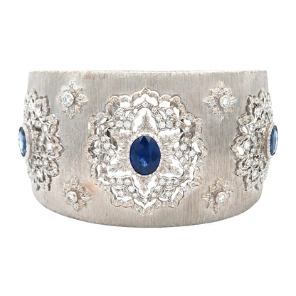 Buccellati, 18K Gold Sapphire Diamond Bangle Buccellati
