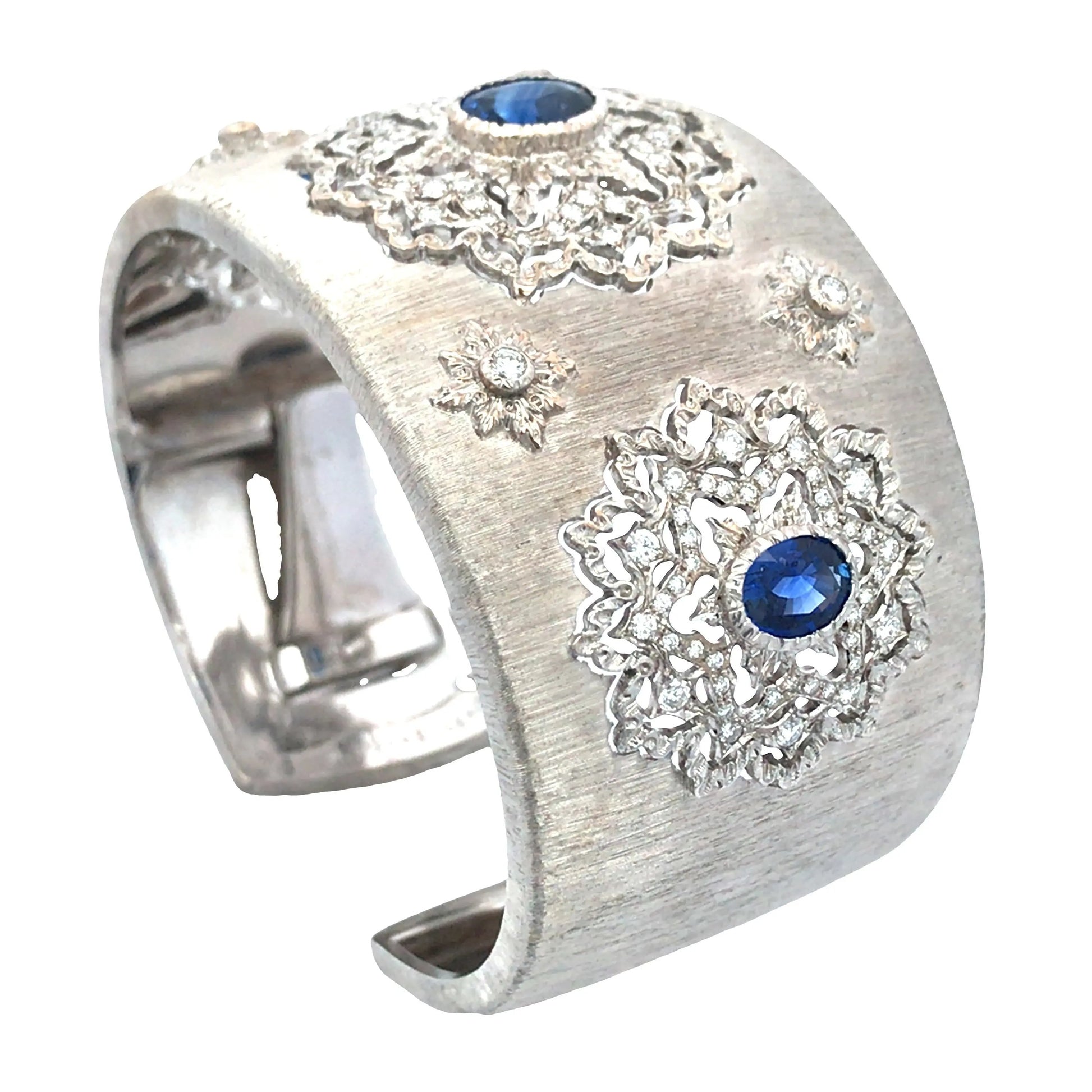 Buccellati, 18K Gold Sapphire Diamond Bangle Buccellati