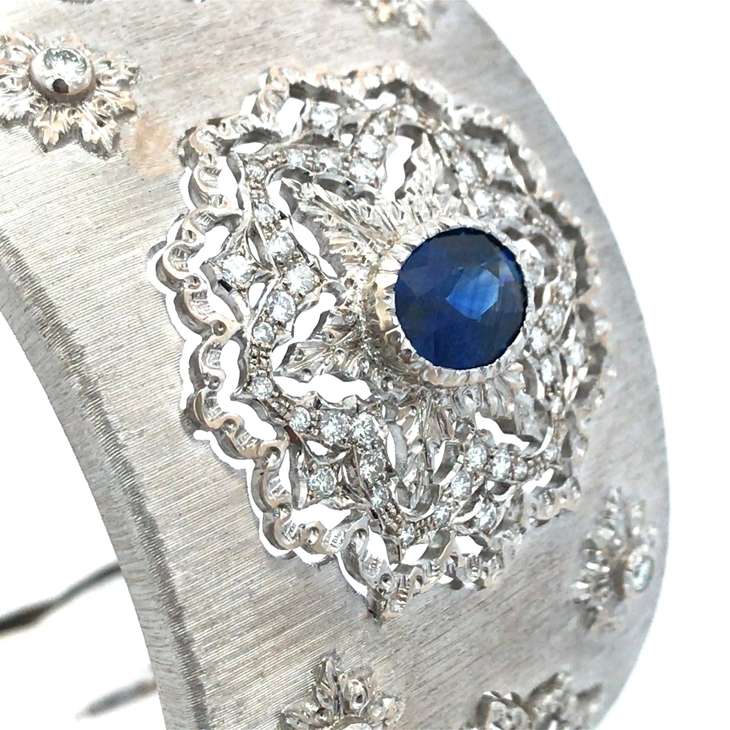 Buccellati, 18K Gold Sapphire Diamond Bangle Buccellati