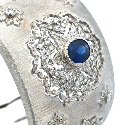 Buccellati, 18K Gold Sapphire Diamond Bangle Buccellati