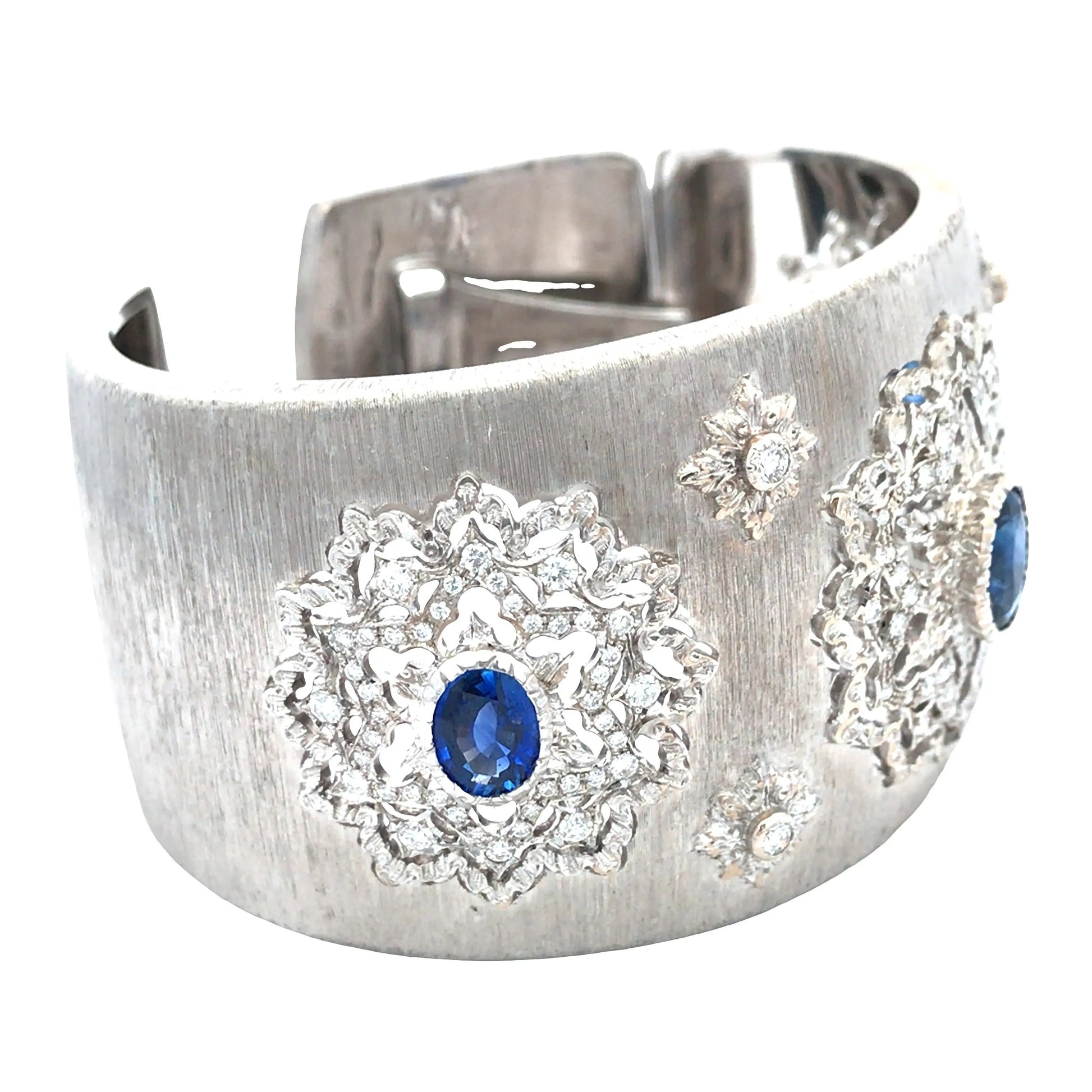 Buccellati, 18K Gold Sapphire Diamond Bangle Buccellati