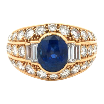 Cartier, 18K Gold Sapphire Diamond Ring Cartier