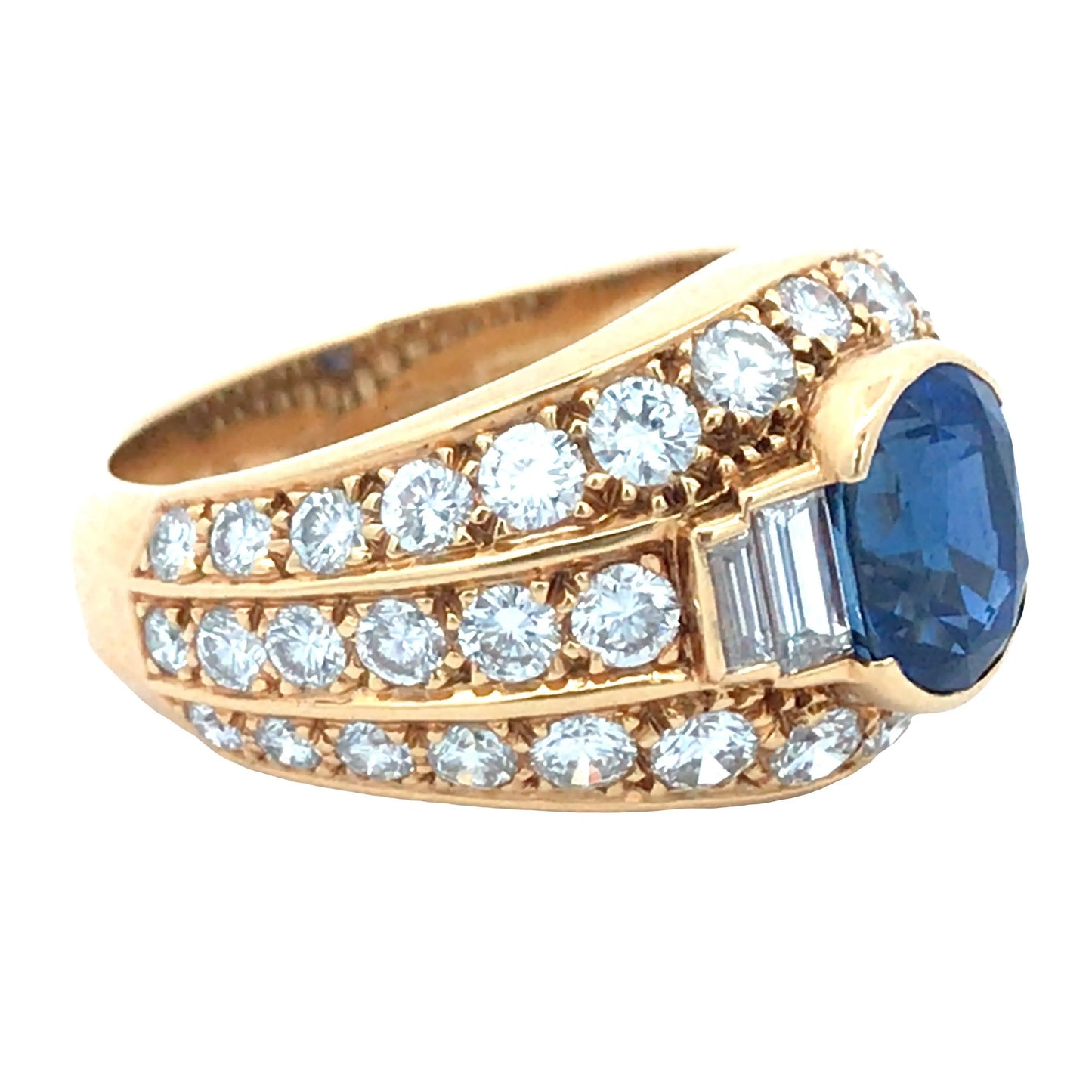 Cartier, 18K Gold Sapphire Diamond Ring Cartier