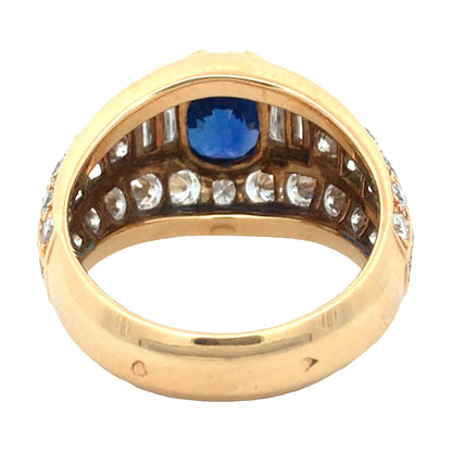 Cartier, 18K Gold Sapphire Diamond Ring Cartier