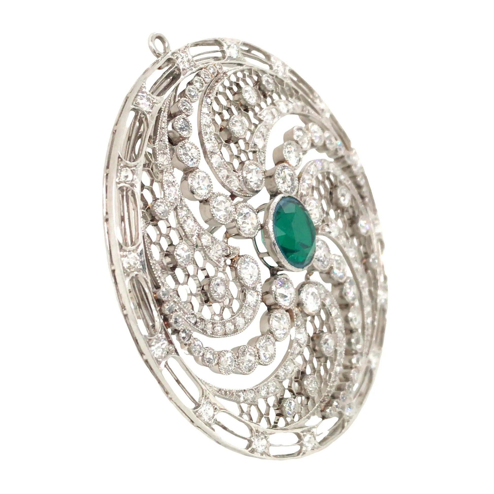 Platinum Diamond Brooch Lueur Jewelry