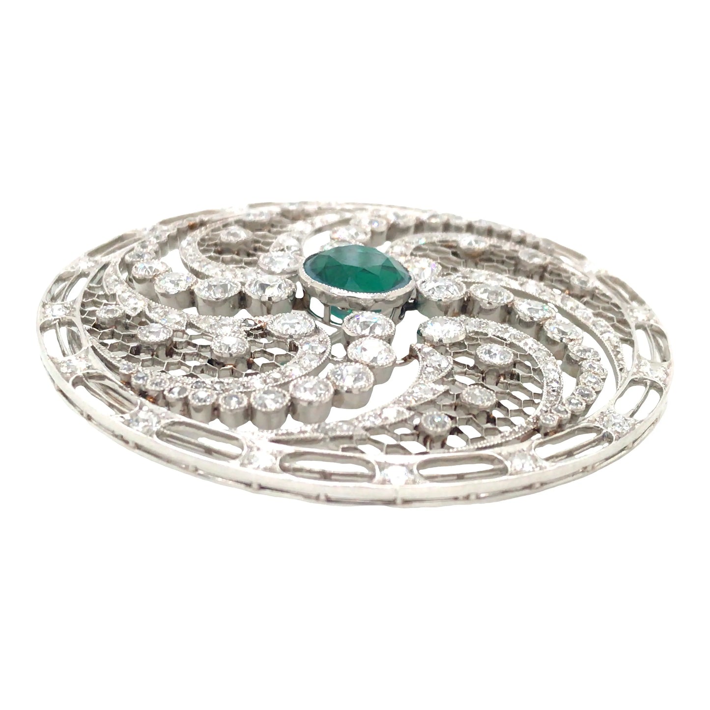 Platinum Diamond Brooch Lueur Jewelry