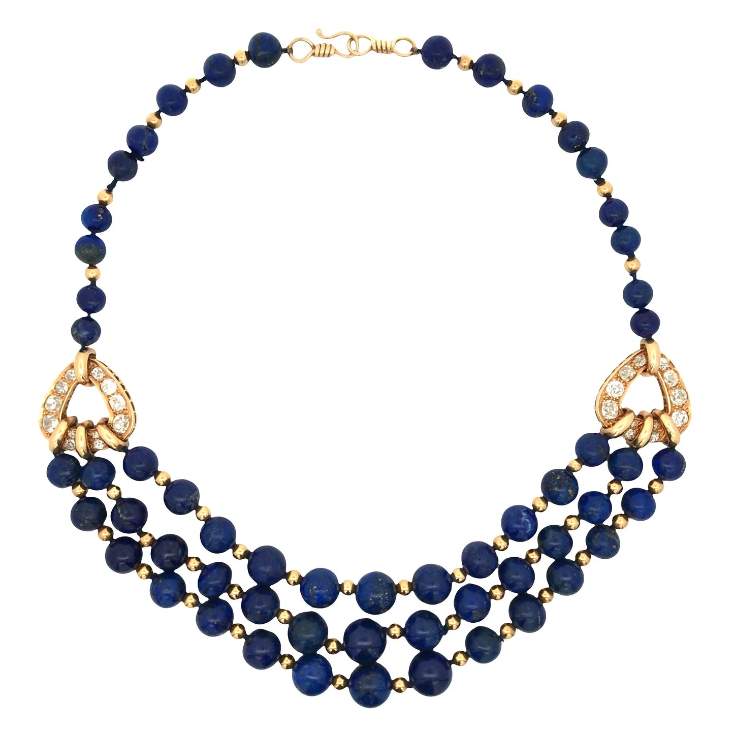 Rene Boivin, 18K Gold Lapis Lazuli Diamond Necklace, Certificate Rene Boivin