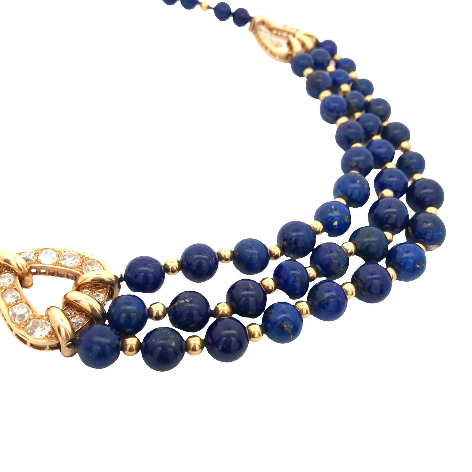 Rene Boivin, 18K Gold Lapis Lazuli Diamond Necklace, Certificate Rene Boivin