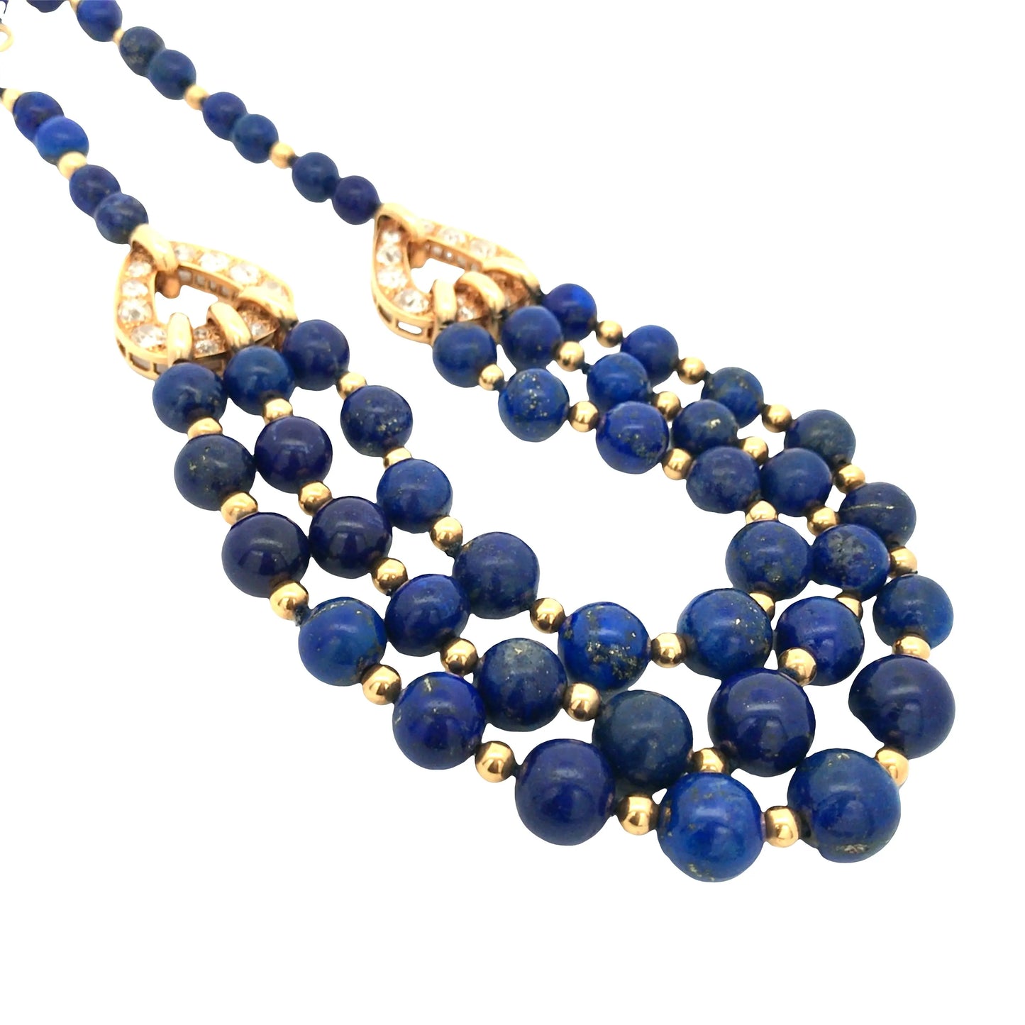 Rene Boivin, 18K Gold Lapis Lazuli Diamond Necklace, Certificate Rene Boivin