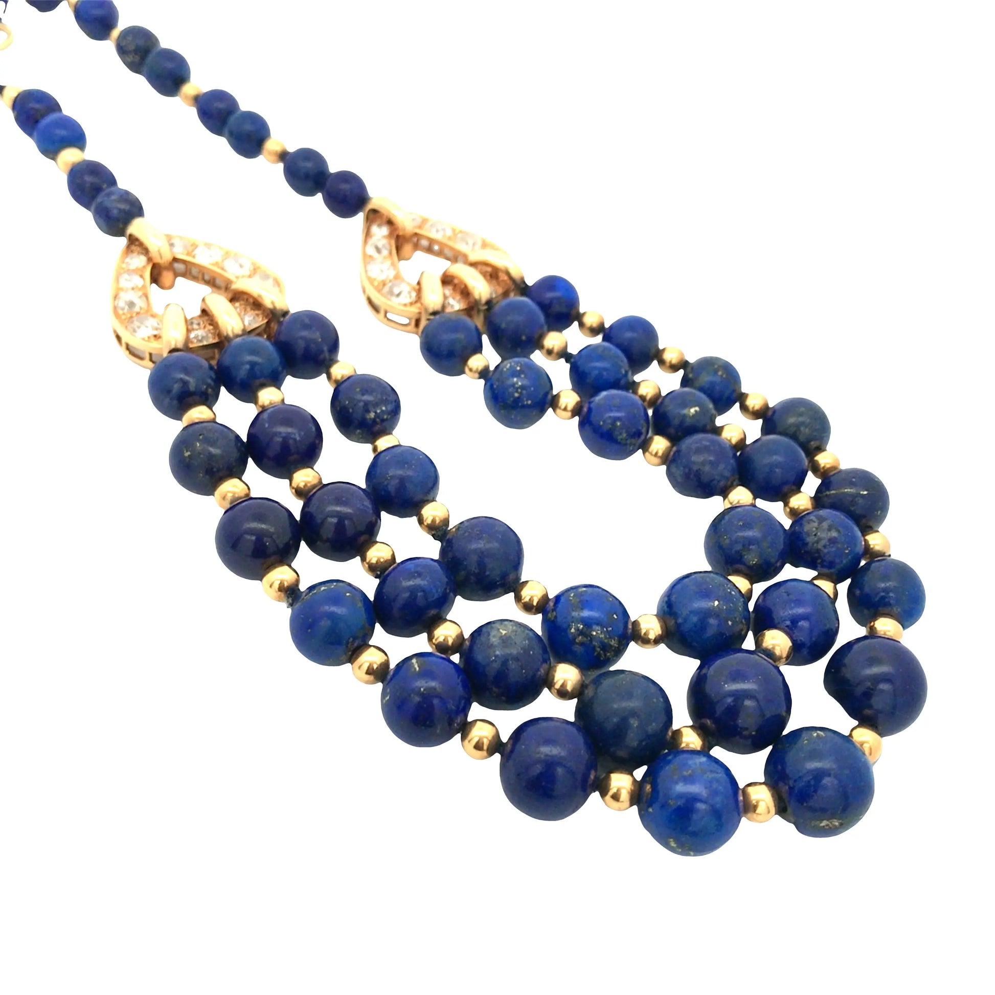Rene Boivin, 18K Gold Lapis Lazuli Diamond Necklace, Certificate Rene Boivin