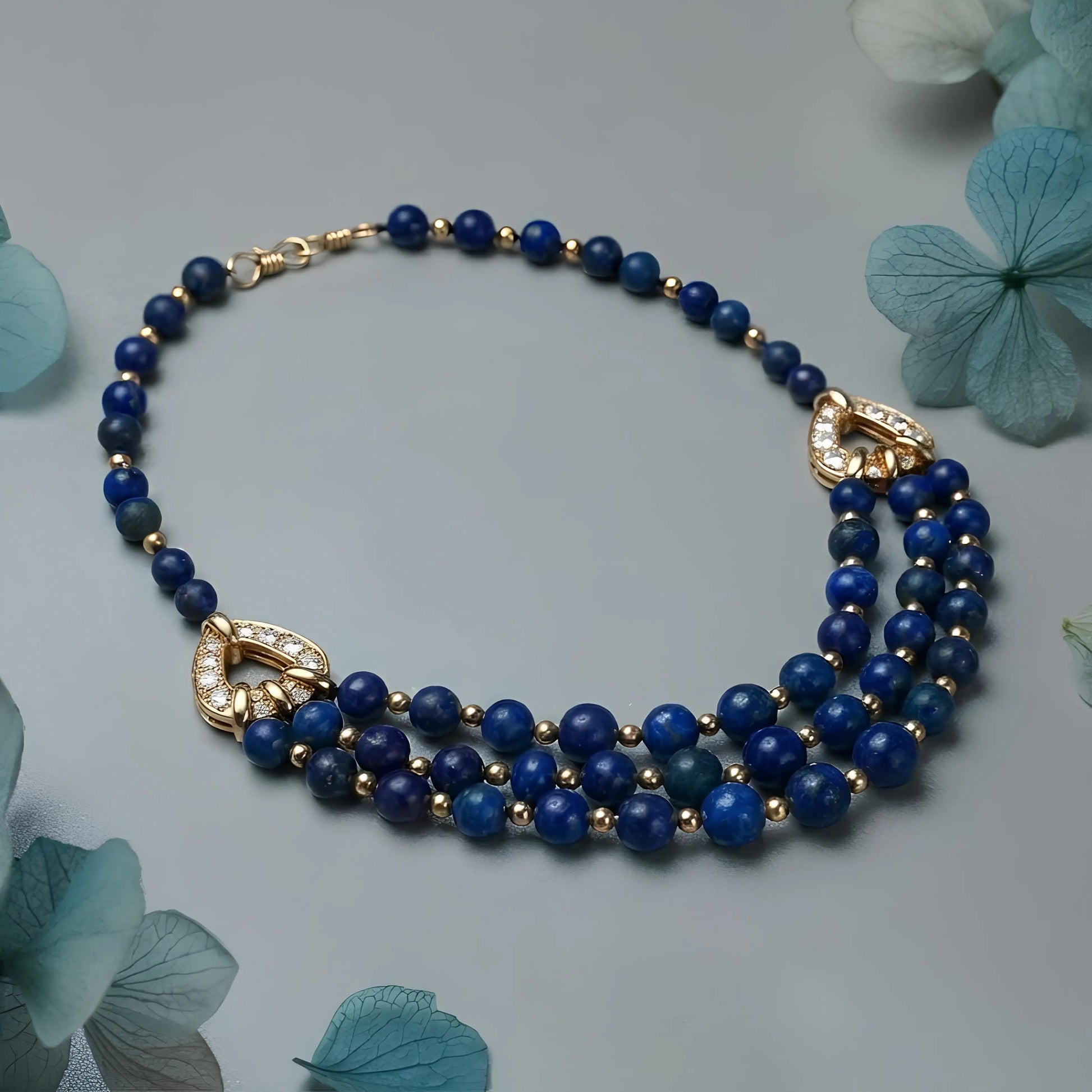 Rene Boivin, 18K Gold Lapis Lazuli Diamond Necklace, Certificate Rene Boivin