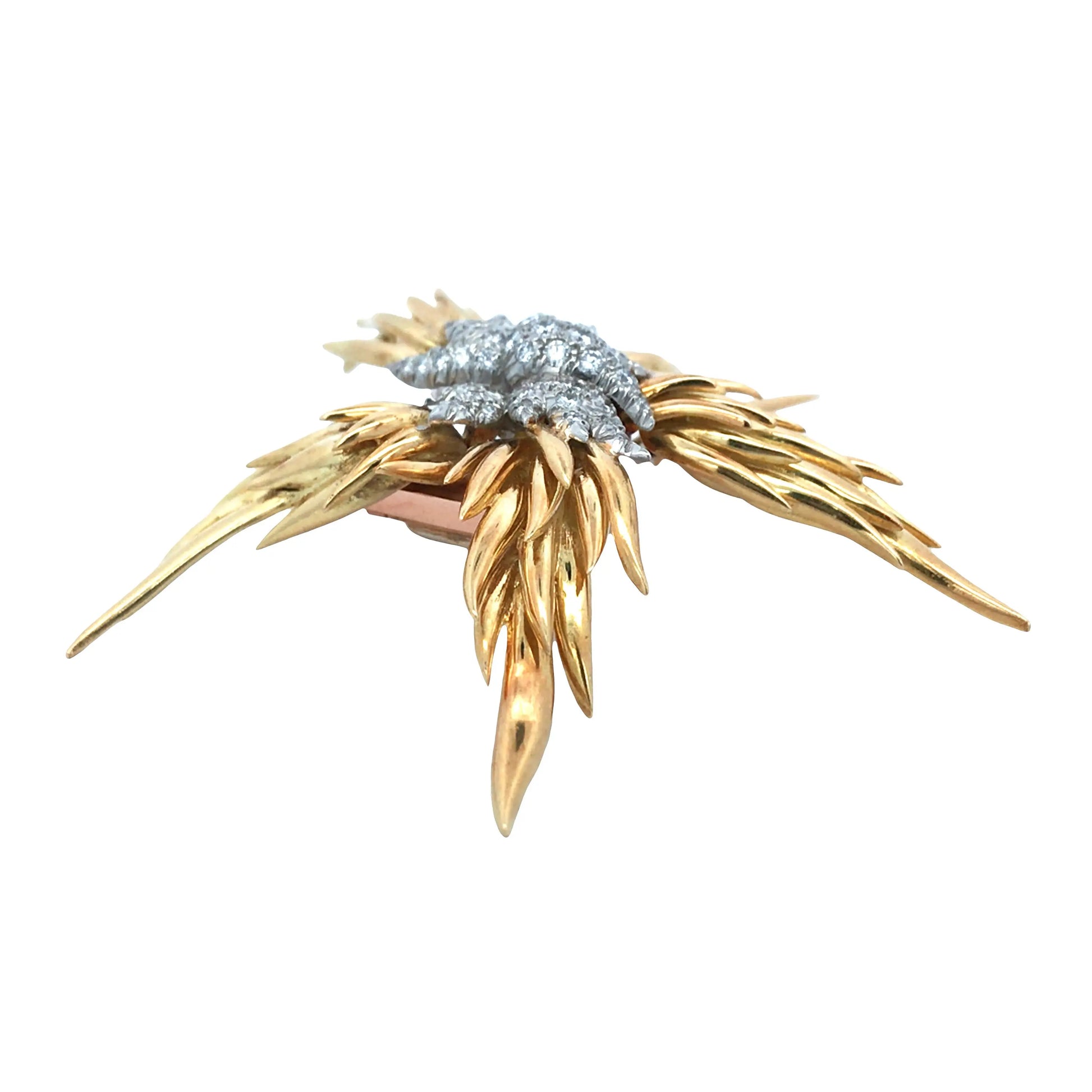 Tiffany Schlumberger, Platinum 18K Gold Diamond Flames Brooch Tiffany