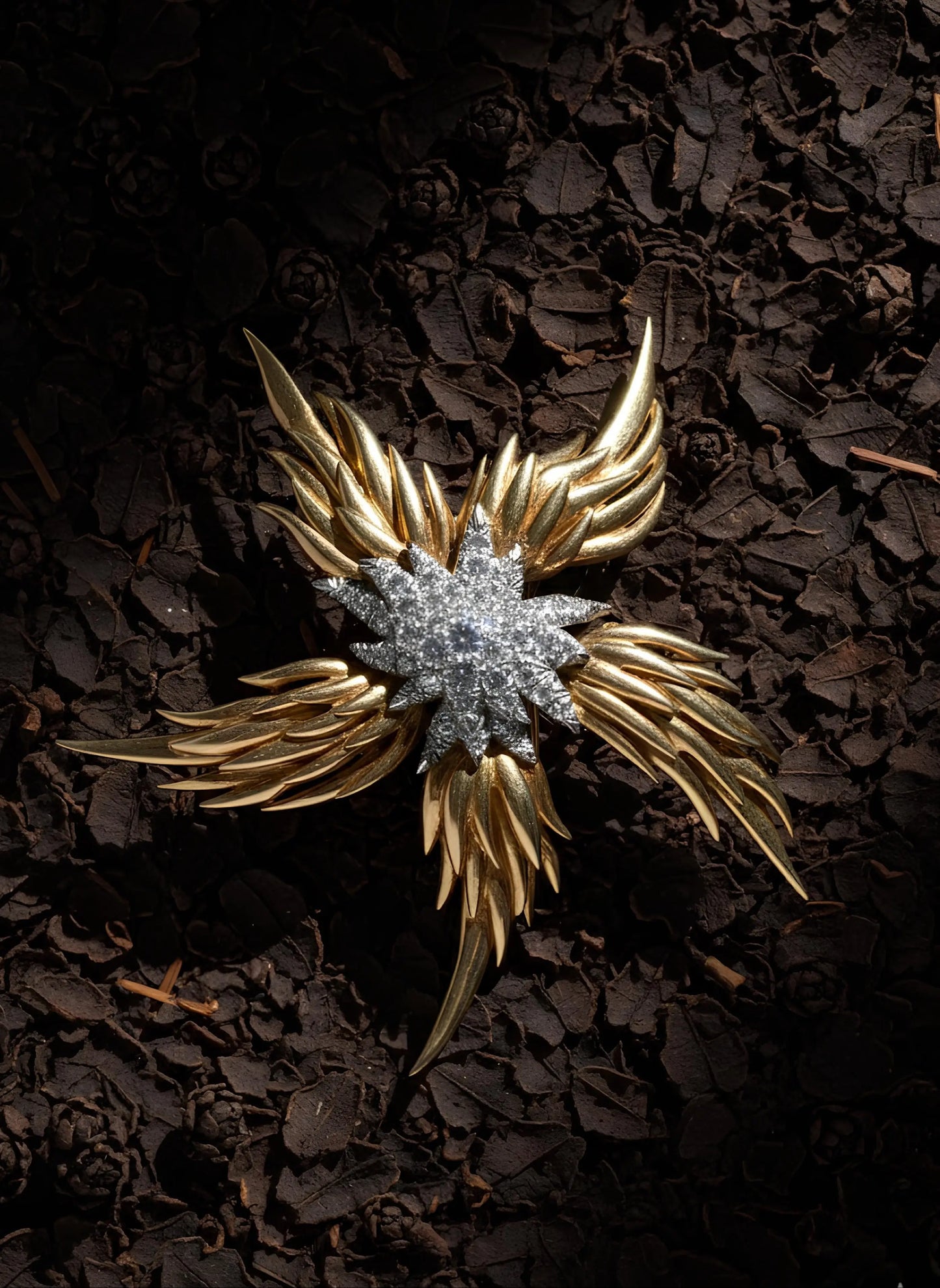 Tiffany Schlumberger, Platinum 18K Gold Diamond Flames Brooch Tiffany