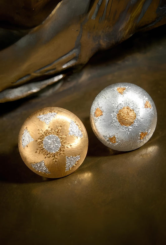 Buccellati, Two-color 18K Gold Button Earclips