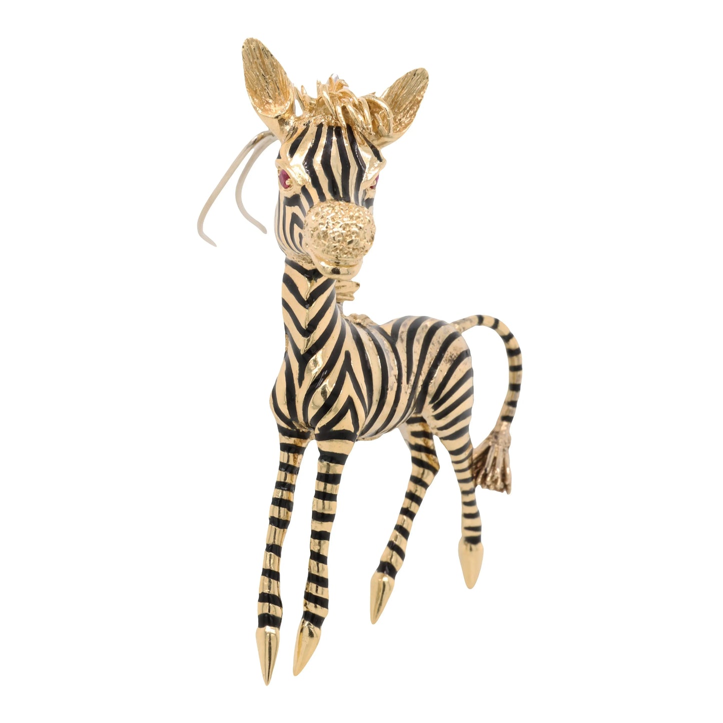 Frascarolo, Two-color 18K Gold Enamel Diamond Zebra Brooch