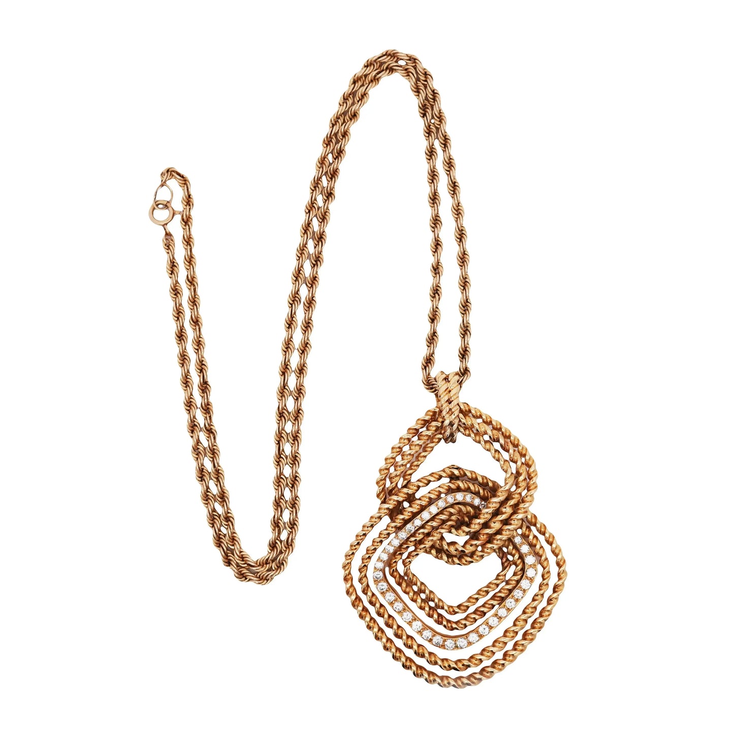 Van Cleef & Arpels, 18K Gold Diamond Pendant Necklace VCA