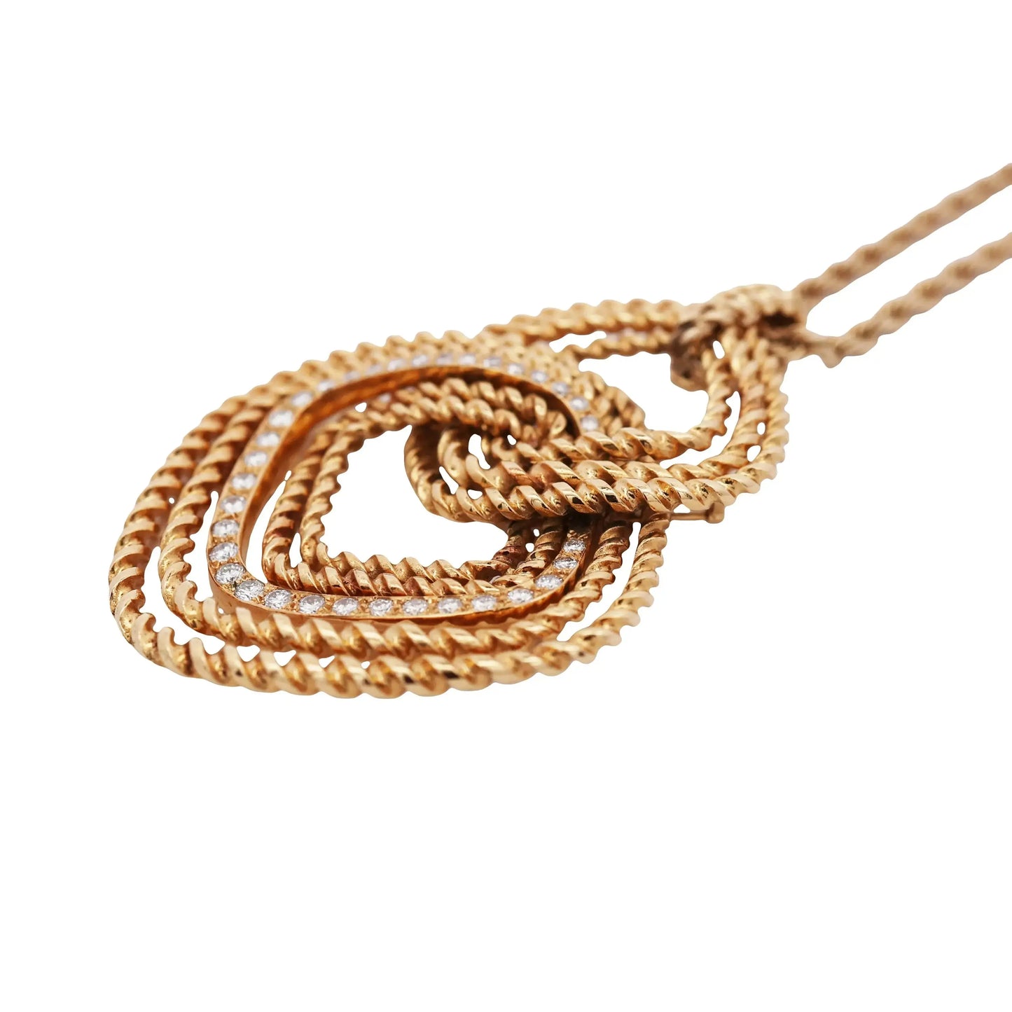 Van Cleef & Arpels, 18K Gold Diamond Pendant Necklace VCA