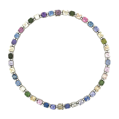 Oscar Heyman, Platinum Multicolor Sapphire Diamond Necklace Oscar Heyman