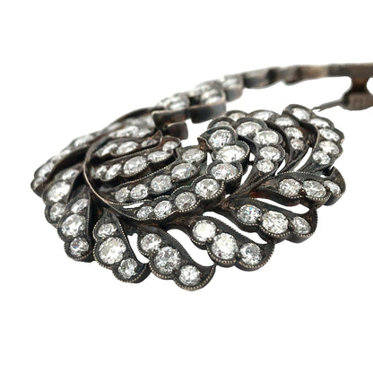 Antique Silver-topped Gold Diamond Feather Brooch Lueur Jewelry