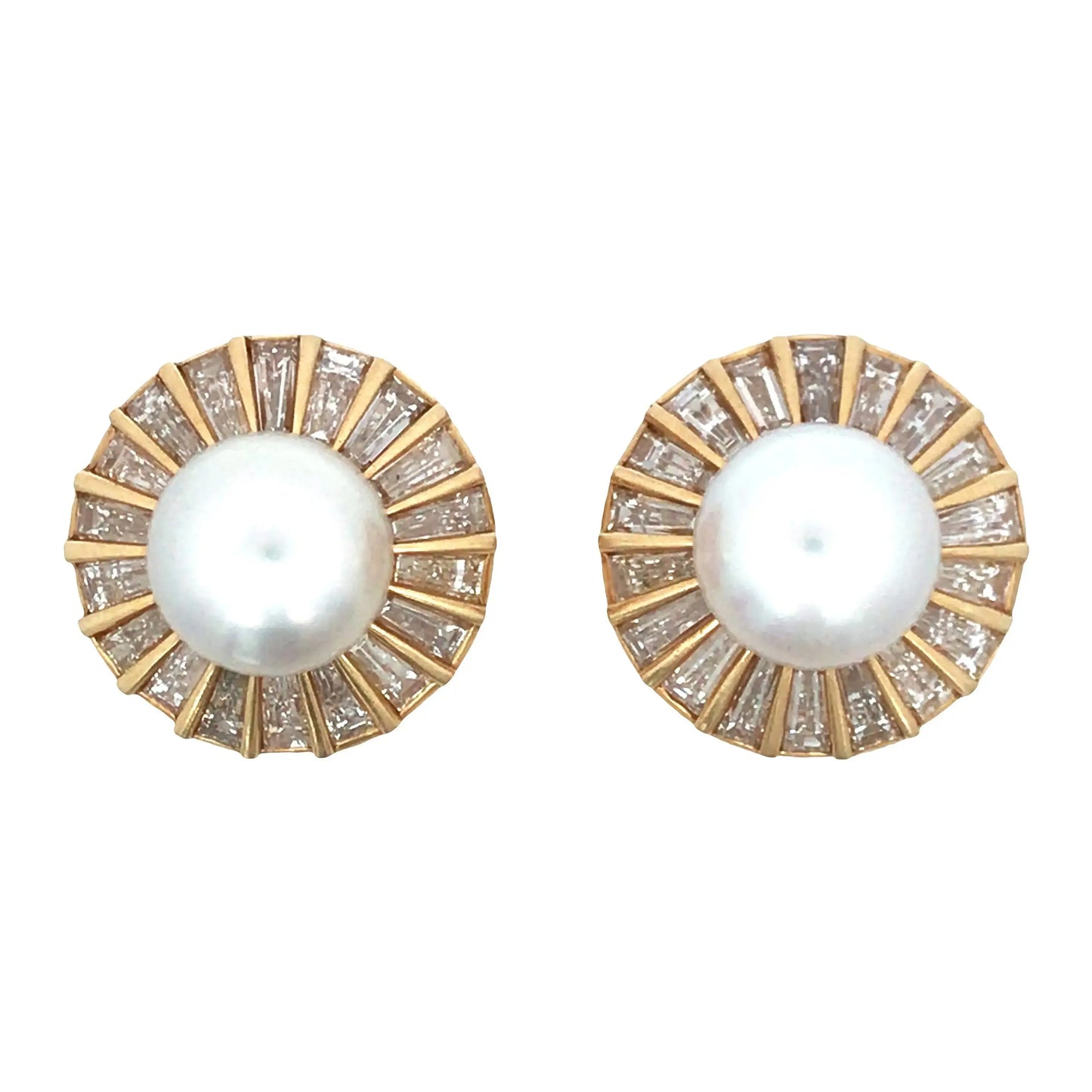 Bvlgari, 18K Gold Pearl Diamond Earrings Bvlgari