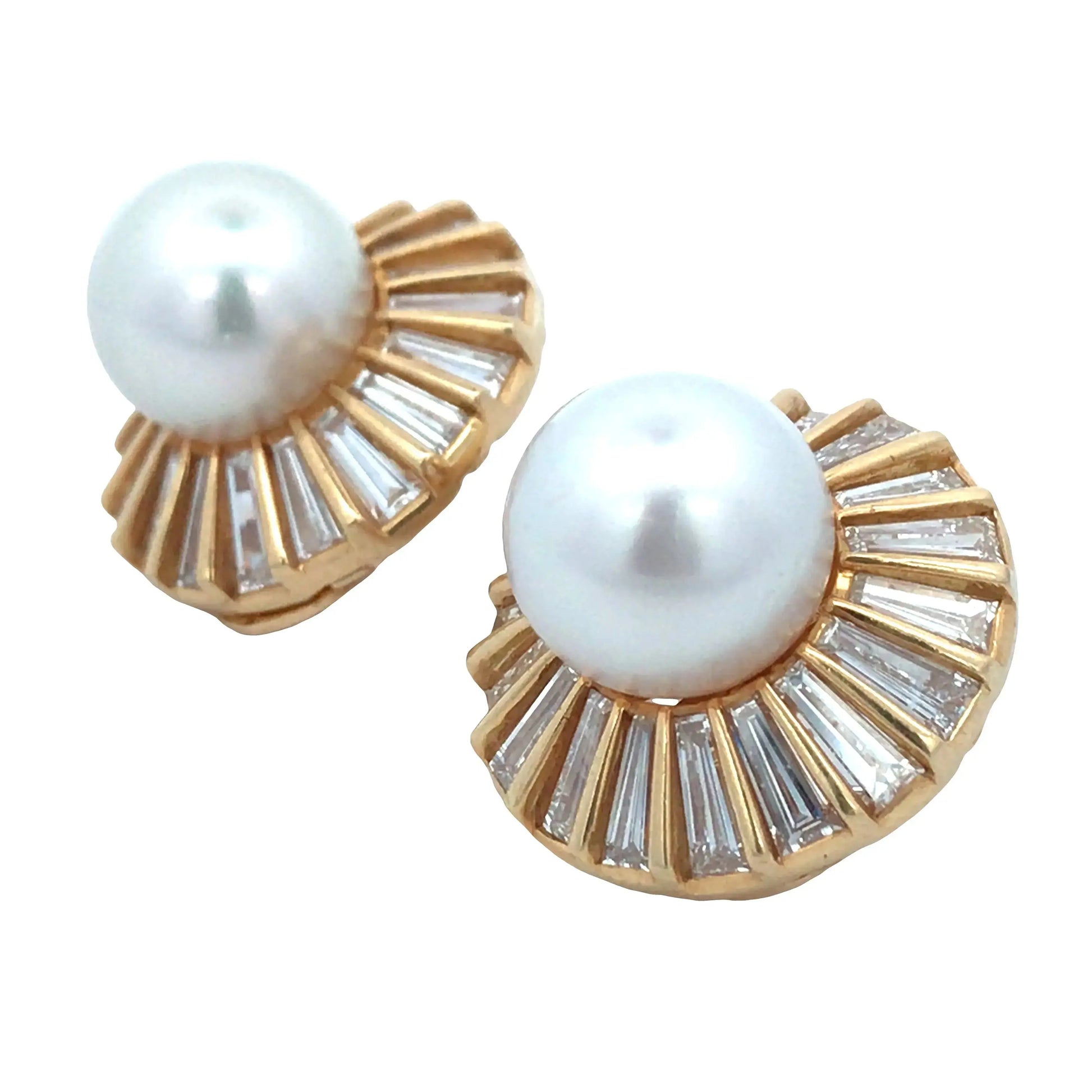 Bvlgari, 18K Gold Pearl Diamond Earrings Bvlgari