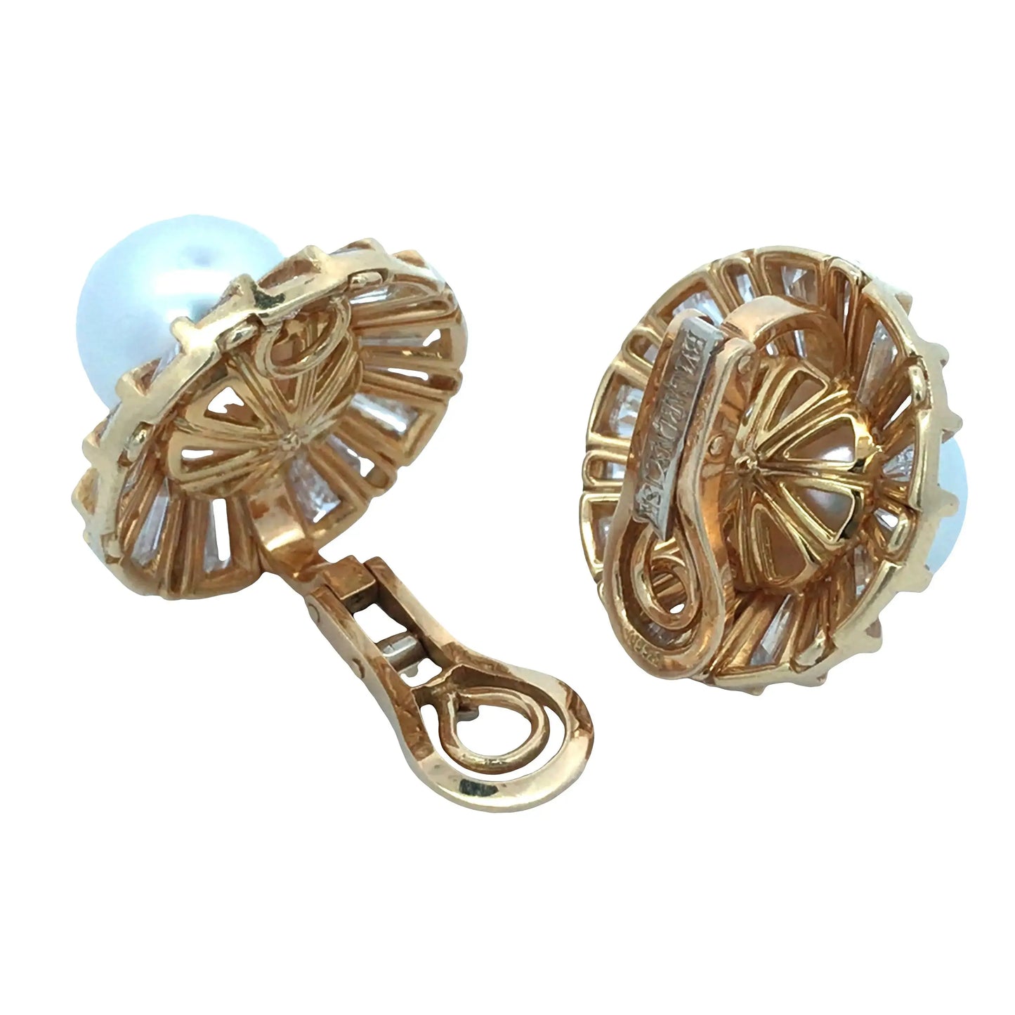 Bvlgari, 18K Gold Pearl Diamond Earrings Bvlgari