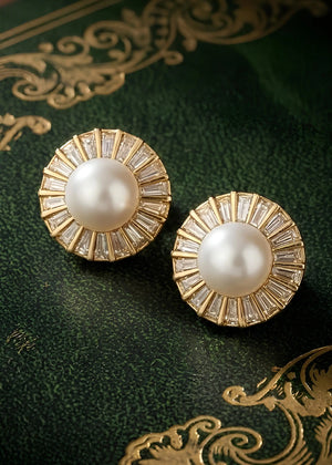 Bvlgari, 18K Gold Pearl Diamond Earrings