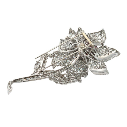 Harry Winston, Platinum Ruby Diamond Flower Brooch, GIA, Evaluation