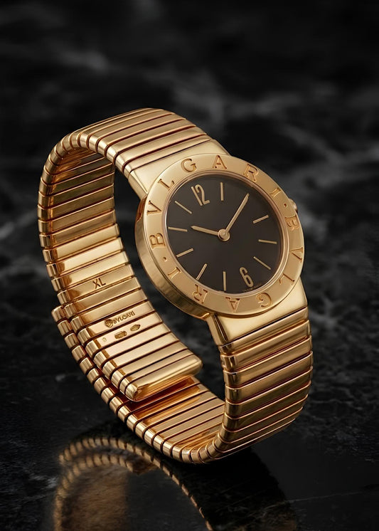 Bvlgari, 18K Gold Tubogas Bracelet Quartz Watch