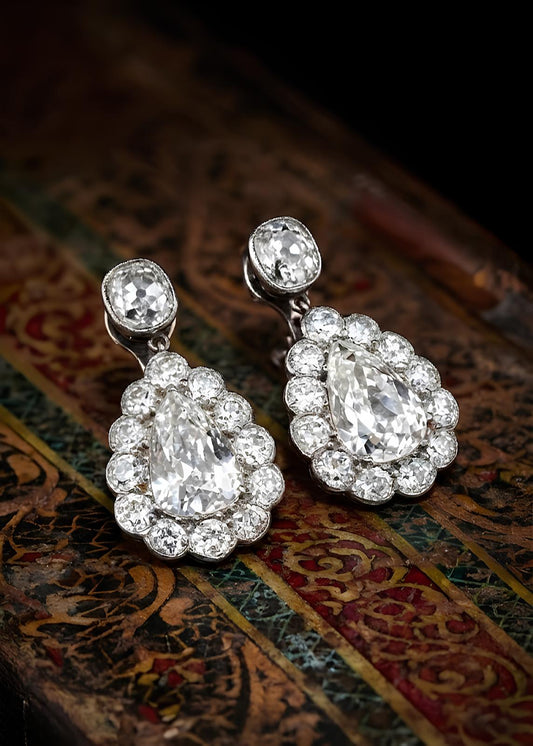 Edwardian Platinum Gold Diamond Earrings