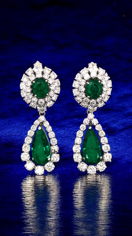 Van Cleef & Arpels, Platinum Emerald Diamond Earrings, AGL, SSEF