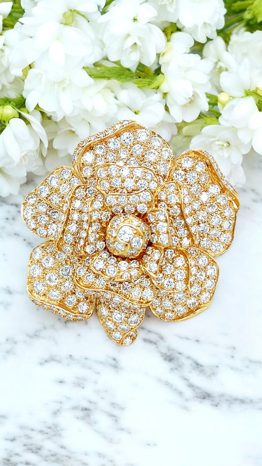 Oscar Heyman, 18K Gold Diamond Brooch, Certificate