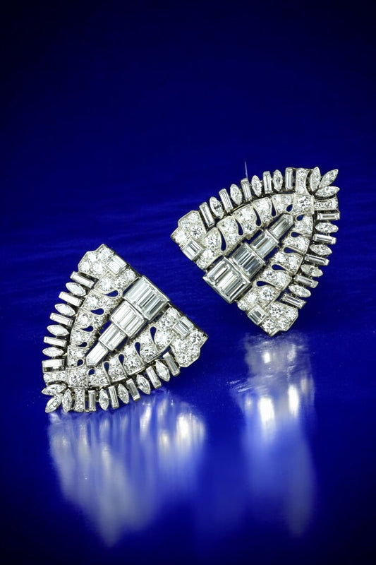 Oscar Heyman, Platinum Diamond Double-pin Brooch, Certificate