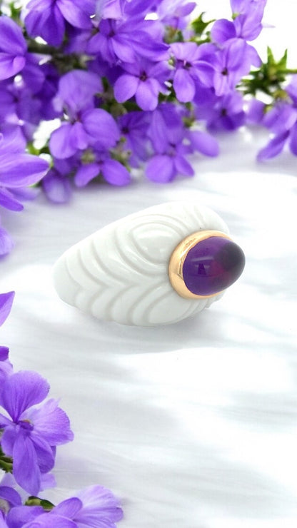 Bvlgari, 18K Gold Amethyst Ceramic Ring