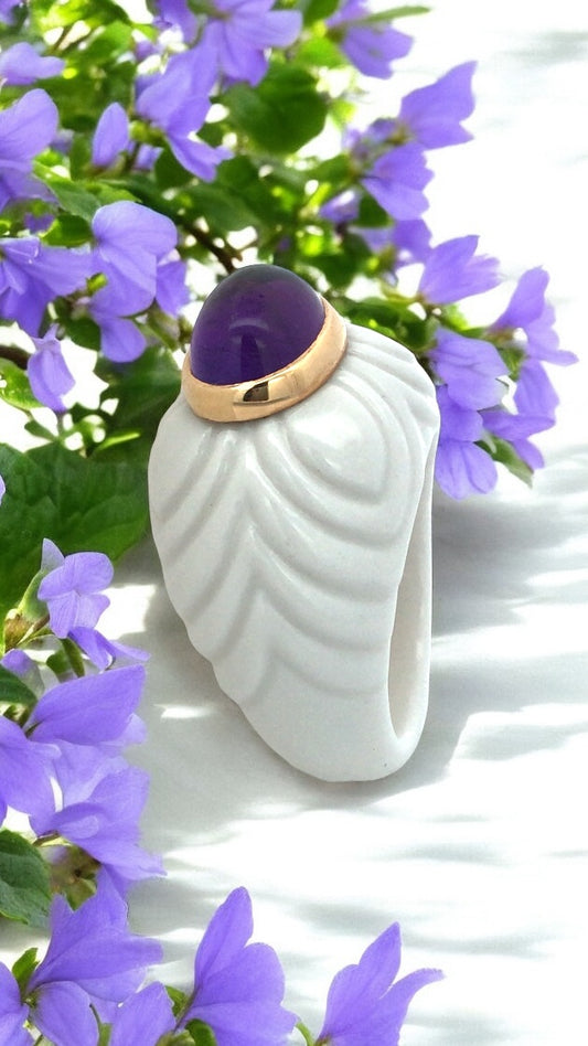 Bvlgari, 18K Gold Amethyst Ceramic Ring