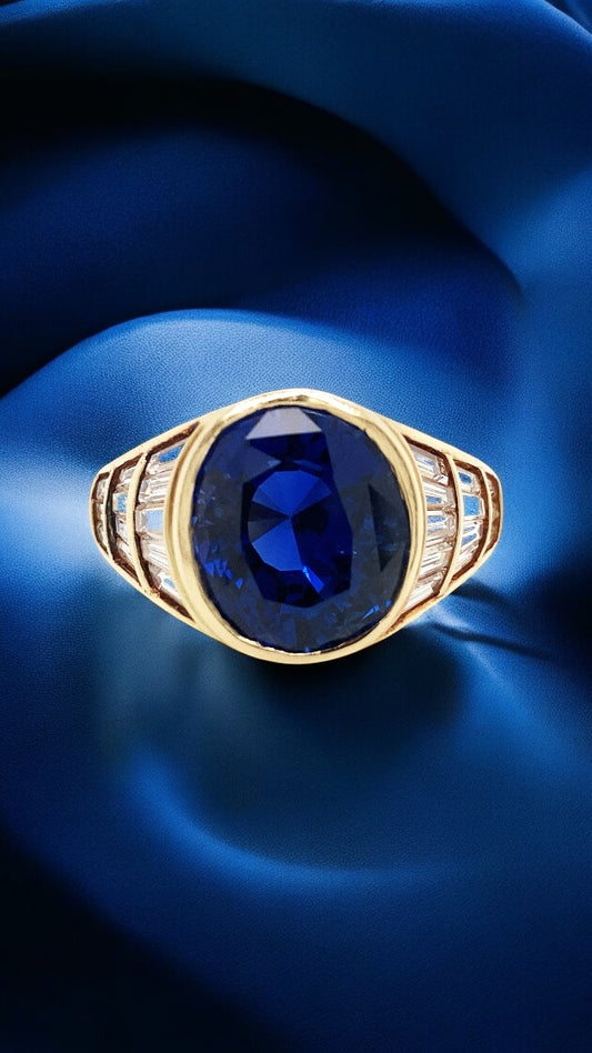 Van Cleef & Arpels, 18K Gold 7.008ct Burma no-heat Sapphire Diamond Ring, SSEF, Gubelin