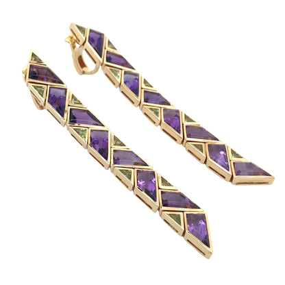 Marina B, 18K Gold Amethyst Peridot Earrings Marina B