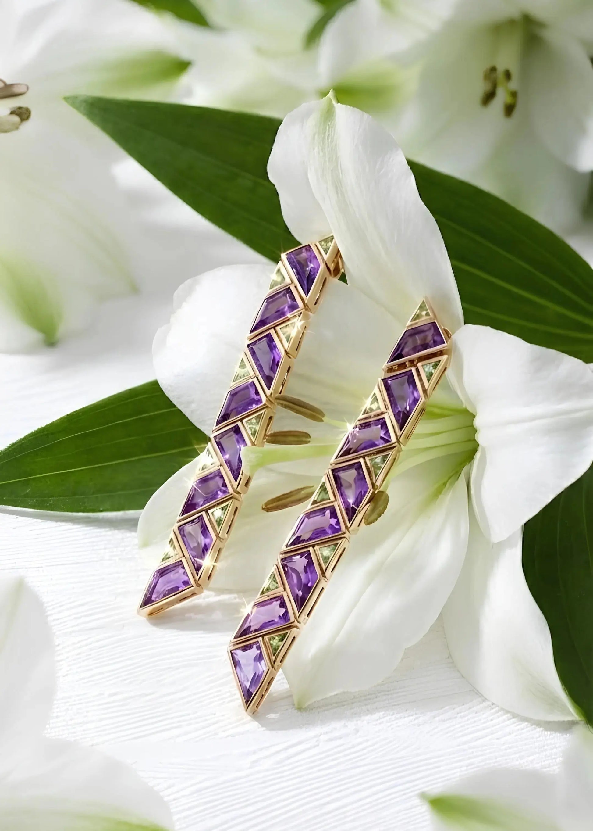Marina B, 18K Gold Amethyst Peridot Earrings Marina B