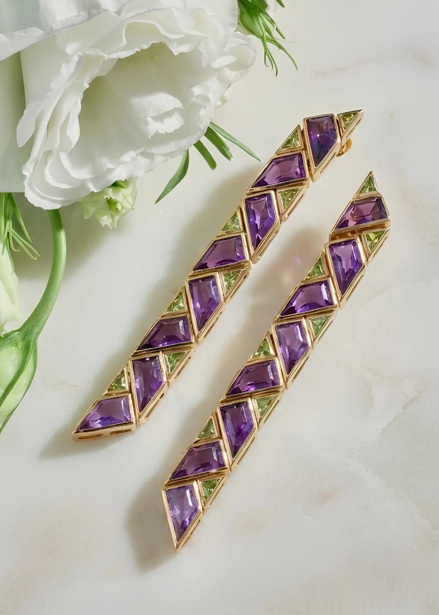 Marina B, 18K Gold Amethyst Peridot Earrings Marina B