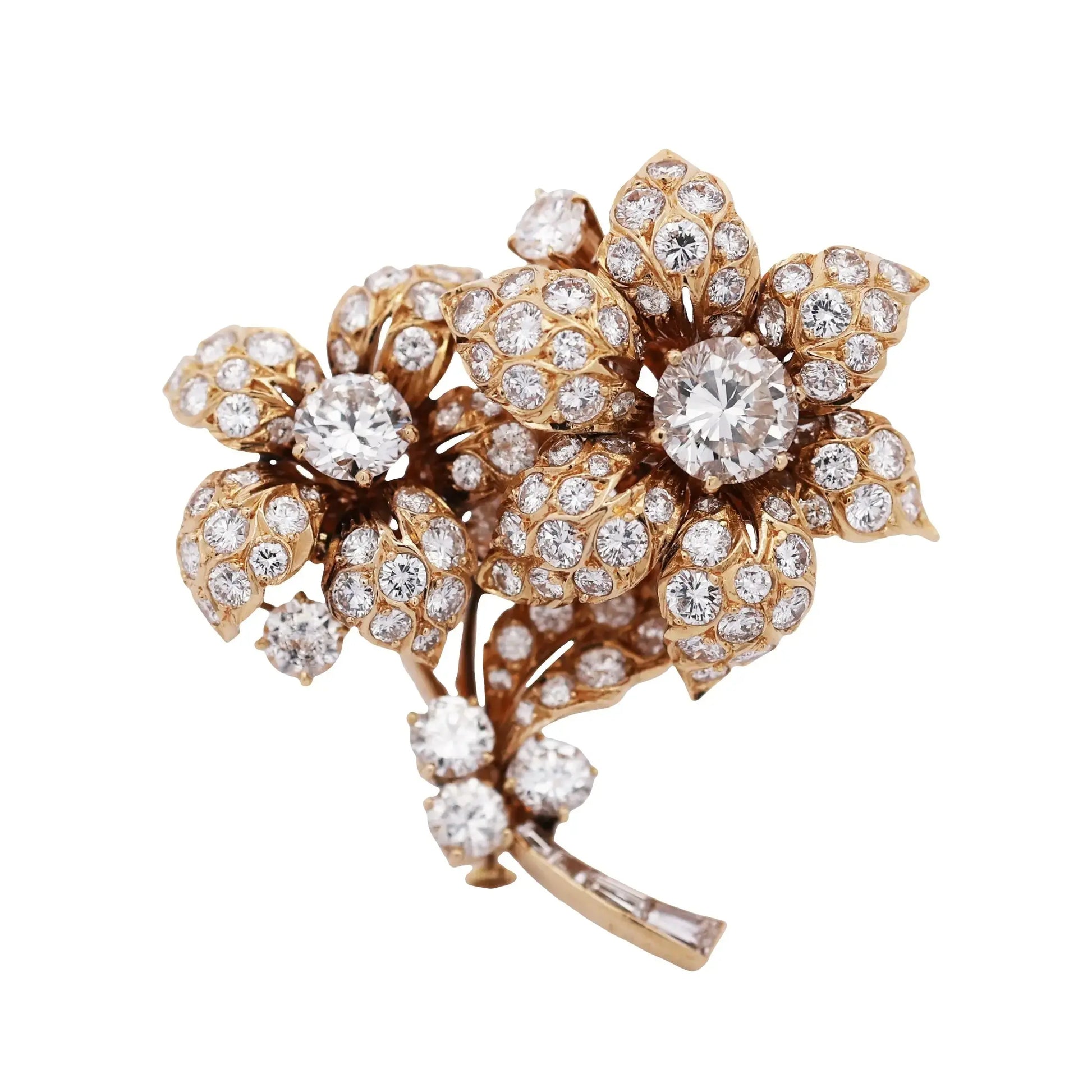 Bvlgari, 18K Gold Diamond Flower Brooch Bvlgari
