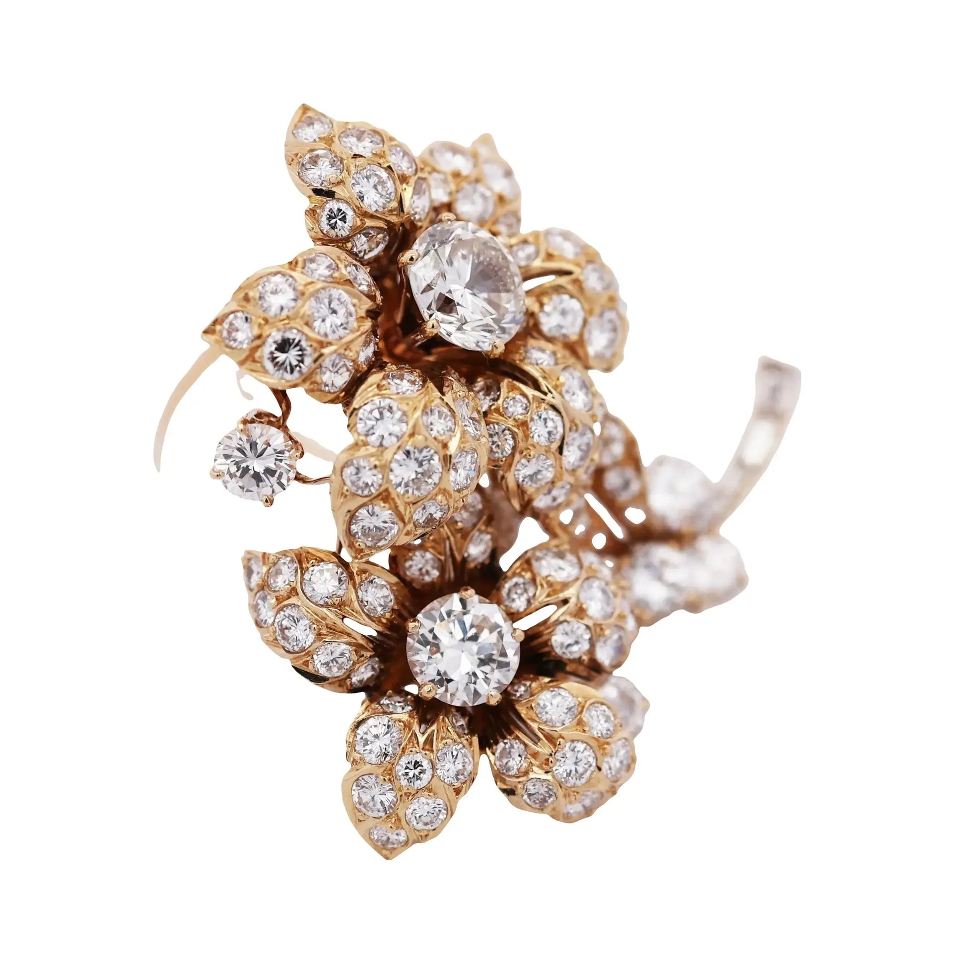 Bvlgari, 18K Gold Diamond Flower Brooch Bvlgari
