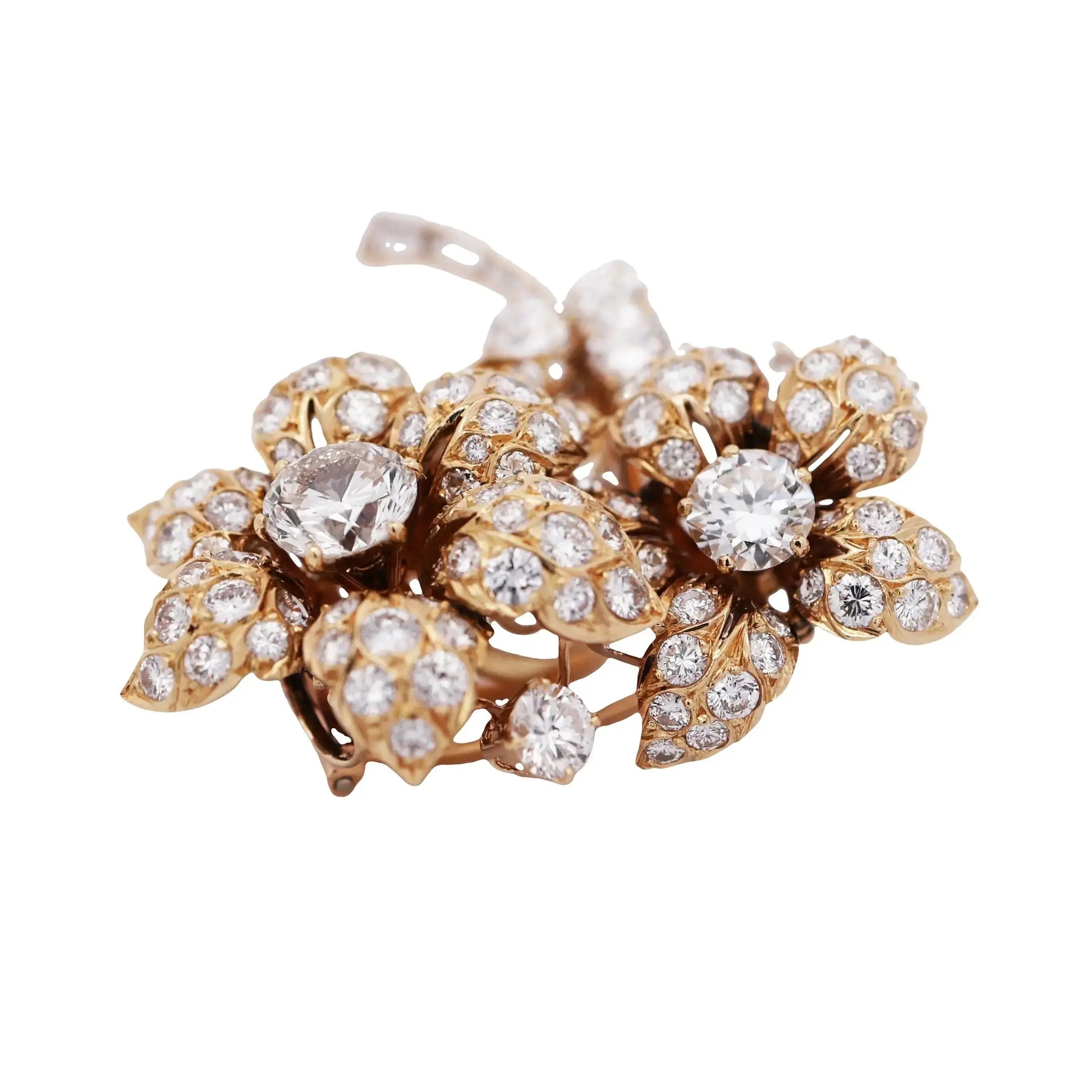 Bvlgari, 18K Gold Diamond Flower Brooch Bvlgari