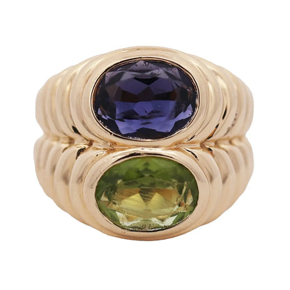 Bvlgari, 18K Gold Peridot Iolite "Doppio" Ring Bvlgari